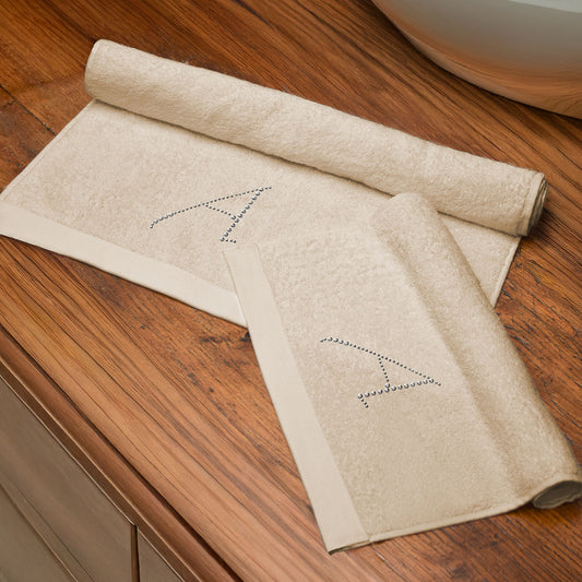 Coppia spugne colore BEIGE con lettera in strass