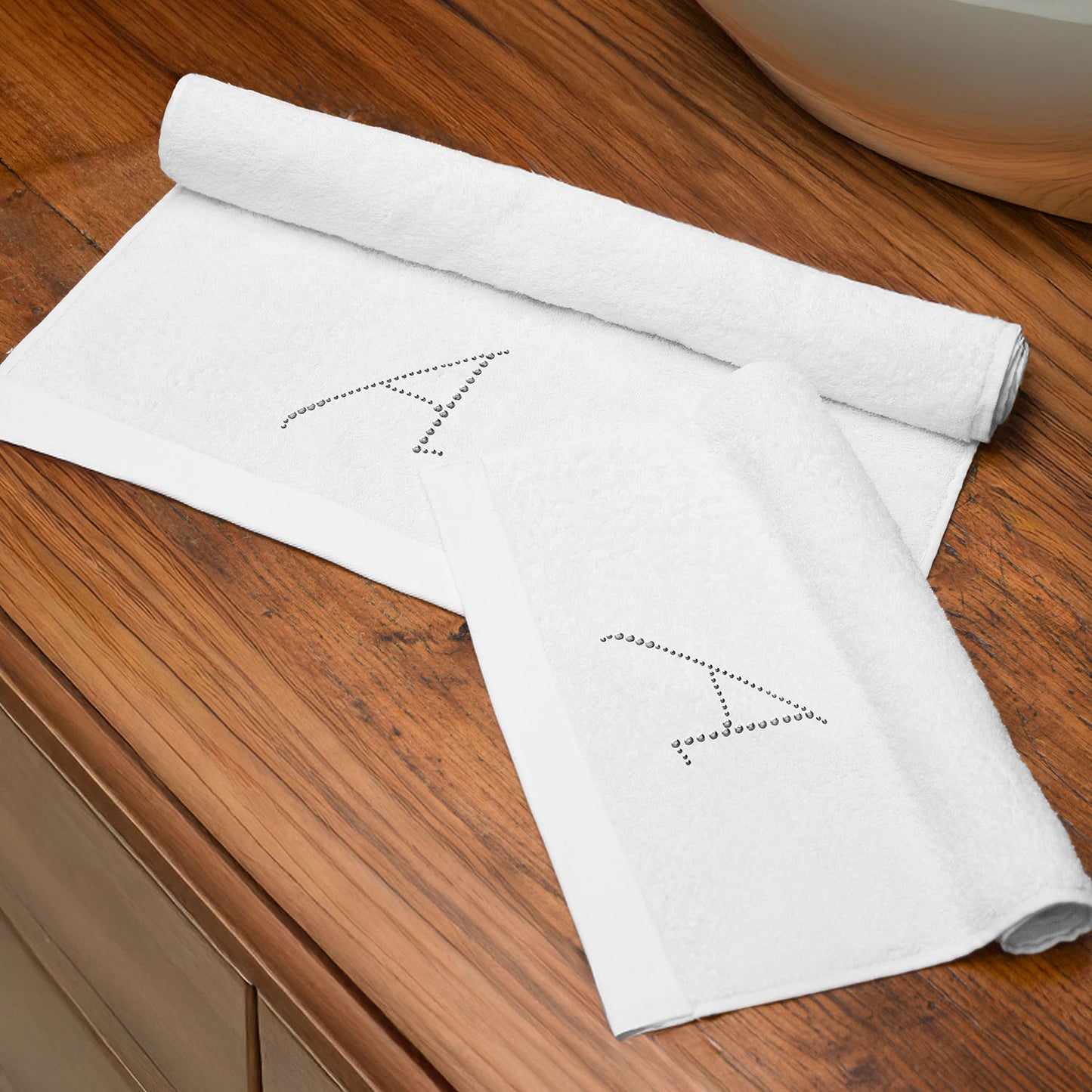 Coppia spugne colore BIANCO con lettera in strass