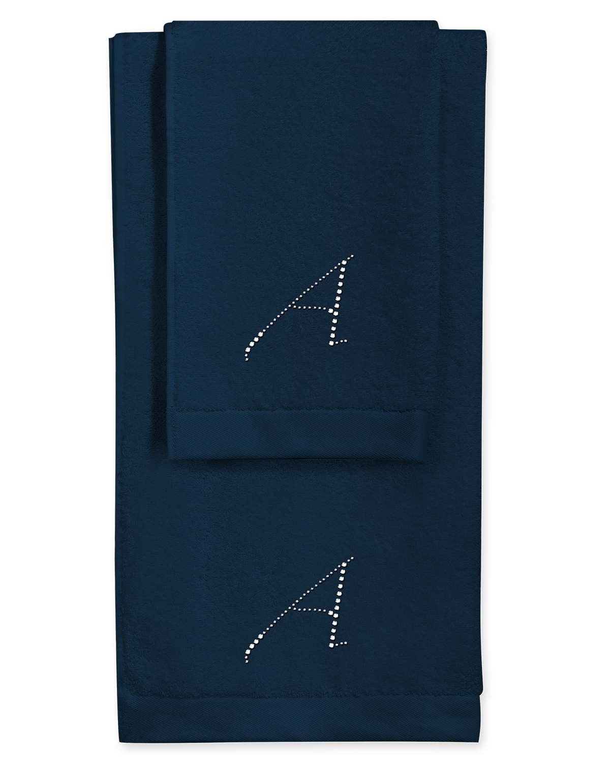 Coppia spugne colore BLU SCURO con lettera in strass