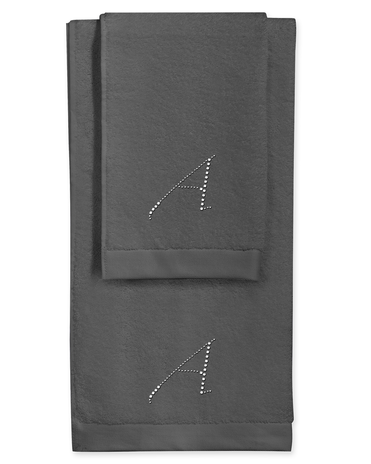 Coppia spugne colore GRIGIO SCURO con lettera in strass