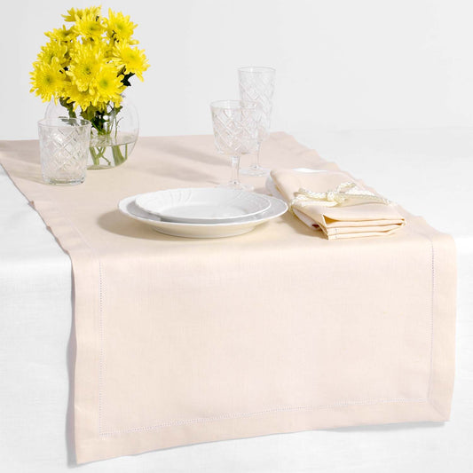 Runner PURO LINO con orlo a jour