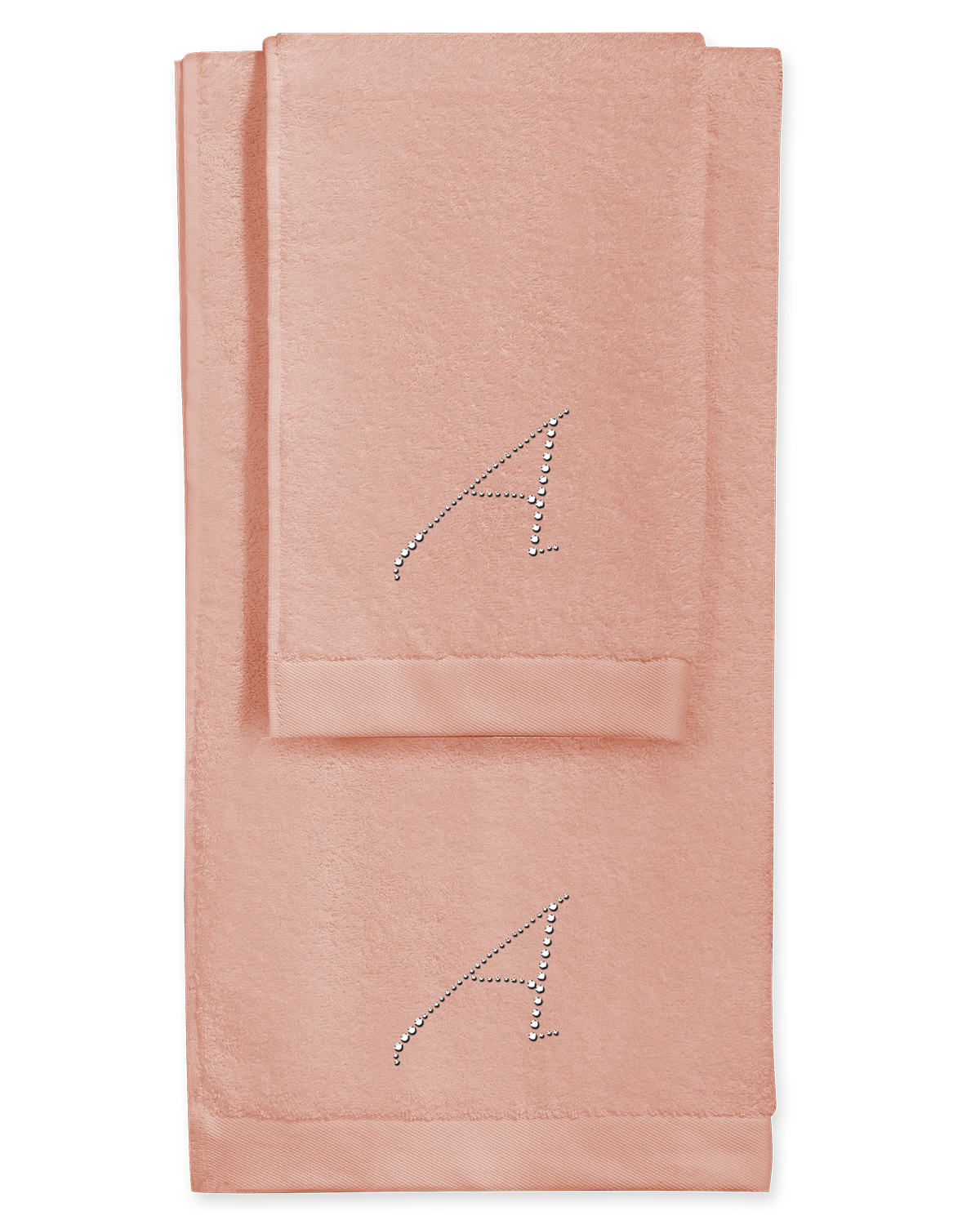 Coppia spugne colore ROSA ANTICO con lettera in strass