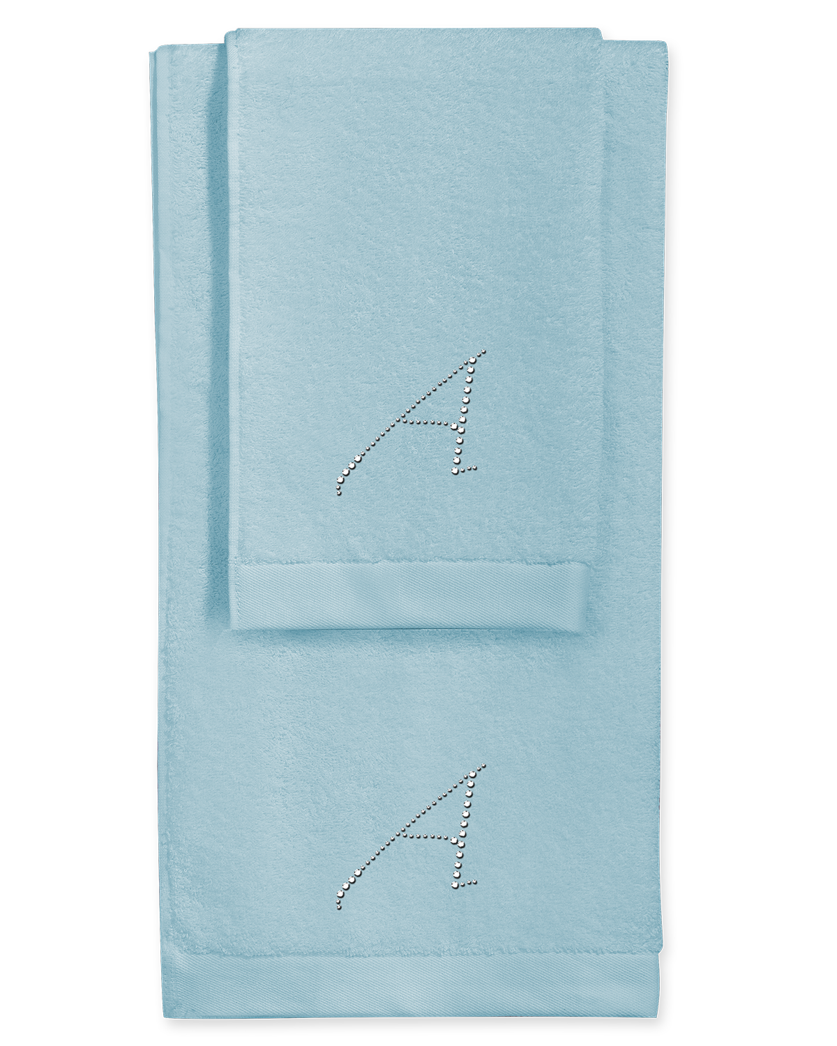 Coppia spugne colore TURCHESE con lettera in strass