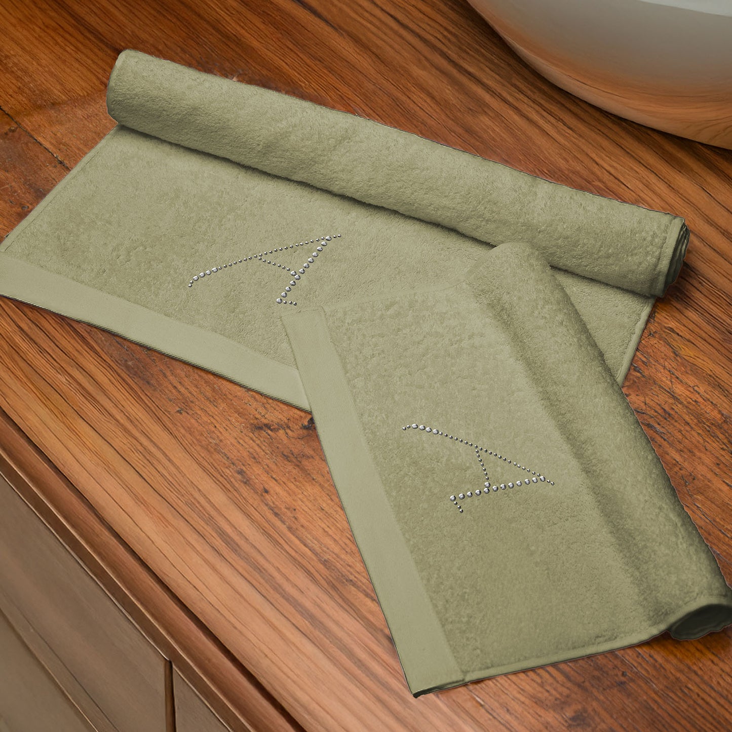 Coppia spugne colore VERDE con lettera in strass